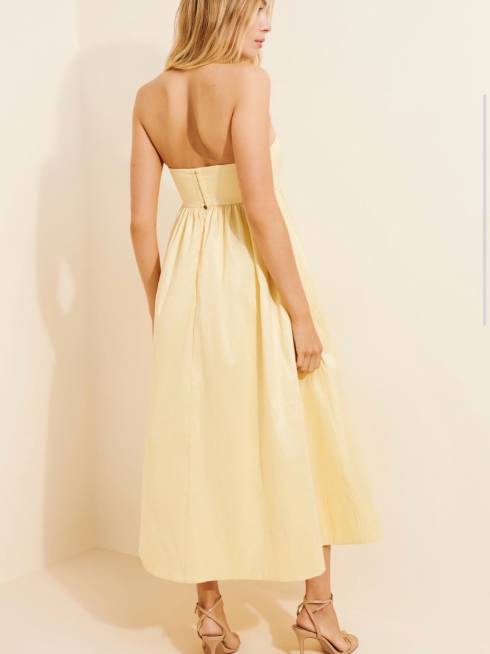 Bandeau Strapless Maxi Dress in Soft Yellow - Picture 2 of 4